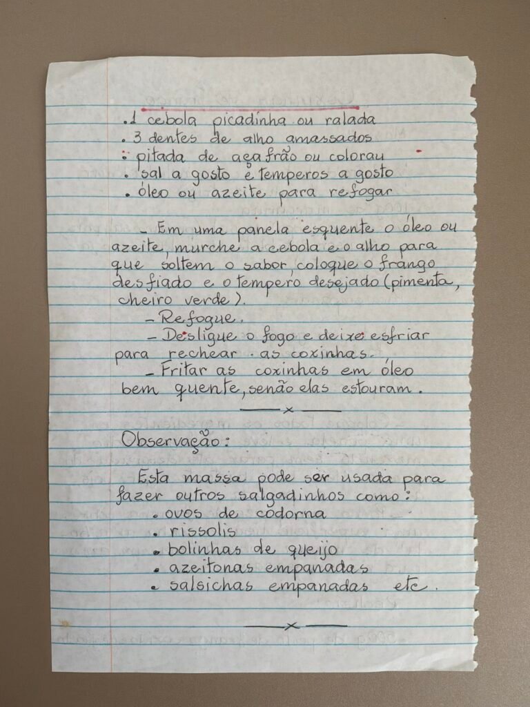 Foto da receita original